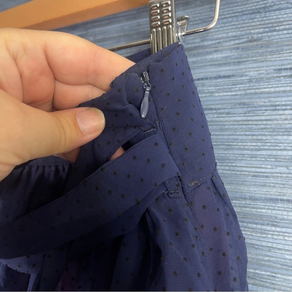 TULLE Blue Polka Dot Skirt Sash Knee Length Sz Large Tie - Picture 4 of 9